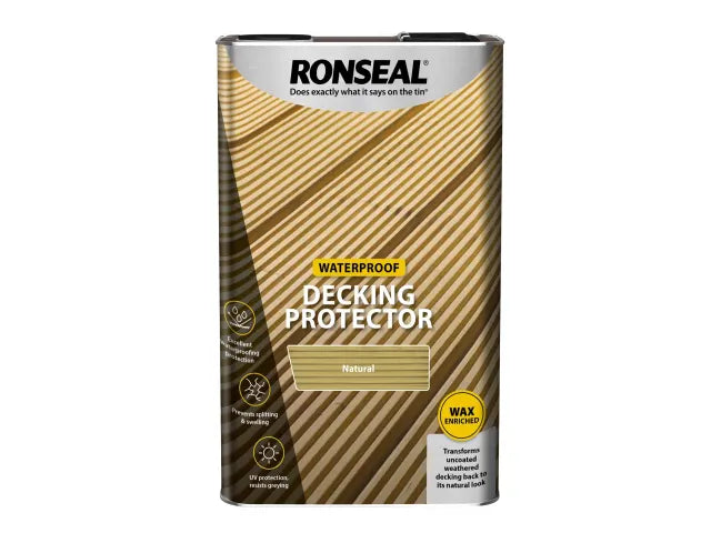 Ronseal Decking Protector Natural Oak 5L Water-Based Mould Resistant Coating