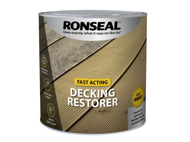 Ronseal Decking Restorer 2.5L Gel for Hardwood & Softwood Decks, Revive Color