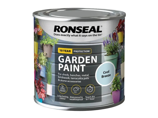 Ronseal Garden Paint 250ml Cool Breeze Waterproof Colour for All Surfaces