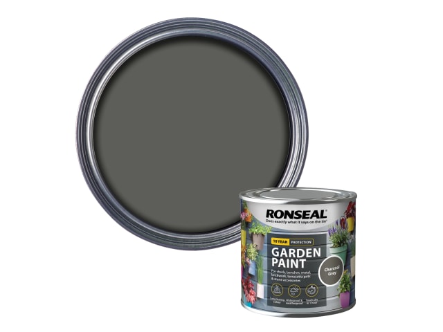 Ronseal Garden Paint 250ml Charcoal Grey Waterproof Colour for All Surfaces