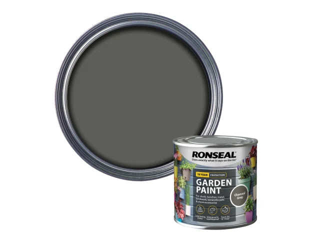 Ronseal Garden Paint 250ml Charcoal Grey Waterproof Colour for All Surfaces