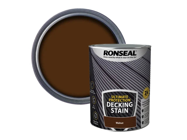 Ronseal Ultimate Protection Decking Stain 5L Walnut Weather Resistant Slip Safe