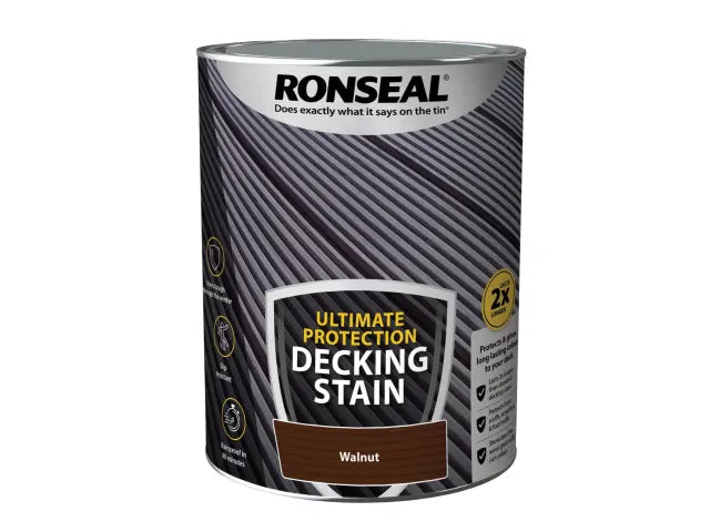Ronseal Ultimate Protection Decking Stain 5L Walnut Weather Resistant Slip Safe