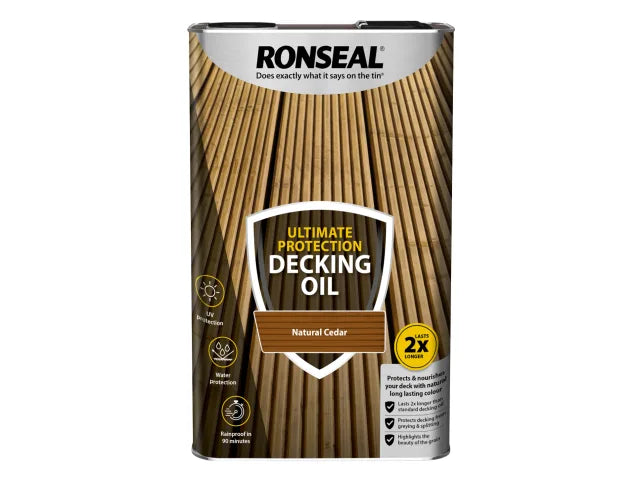 Ronseal Ultimate Protection Decking Oil Natural Cedar 5L Water-Based Formula