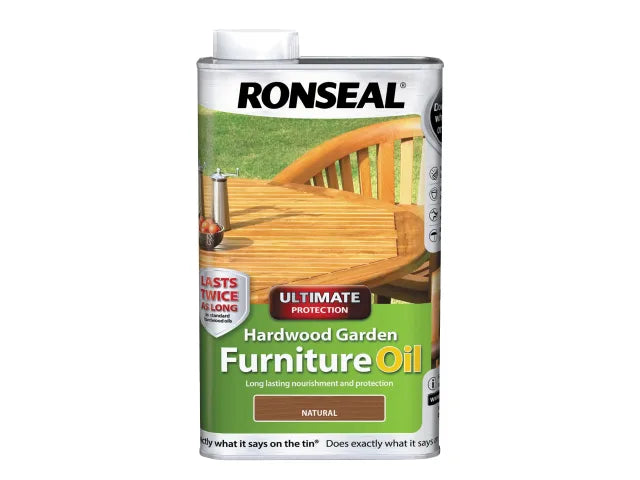 Ronseal Ultimate Protection Hardwood Garden Furniture Oil 1L Natural Finish