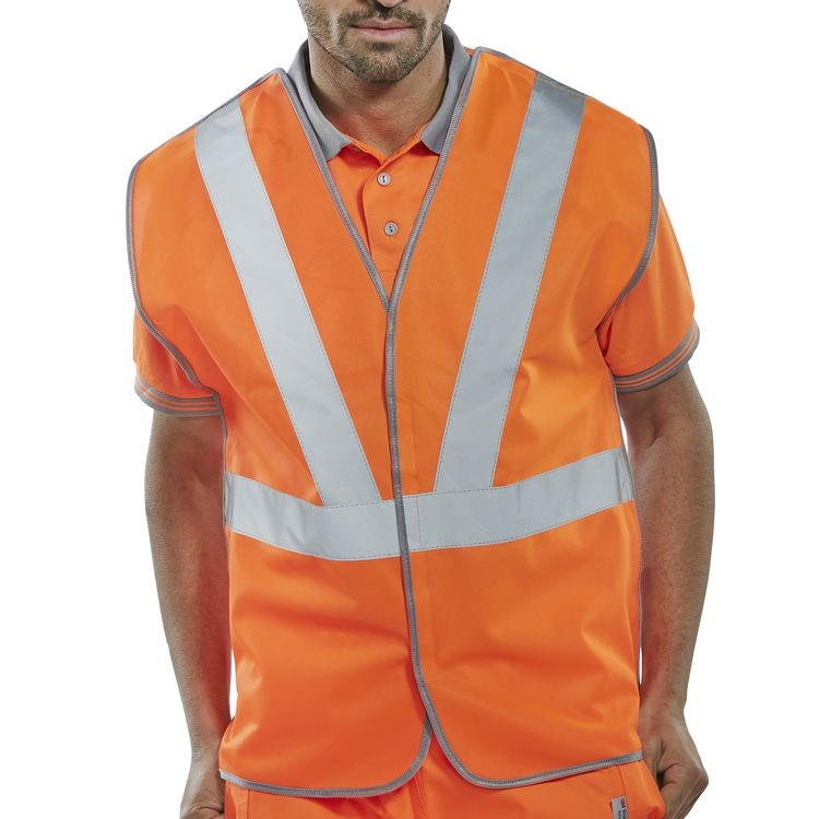 Beeswift Hi Vis Railspec Vest Orange Polyester EN ISO 20471 Railway Certified