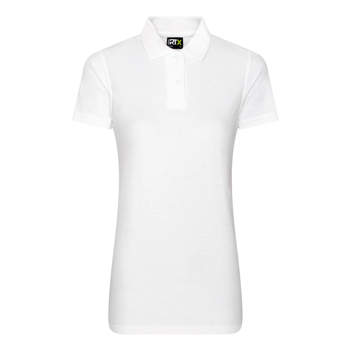 Prortx Women's Pro Polo Shirt White Feminine Fit Durable Workwear Uniform