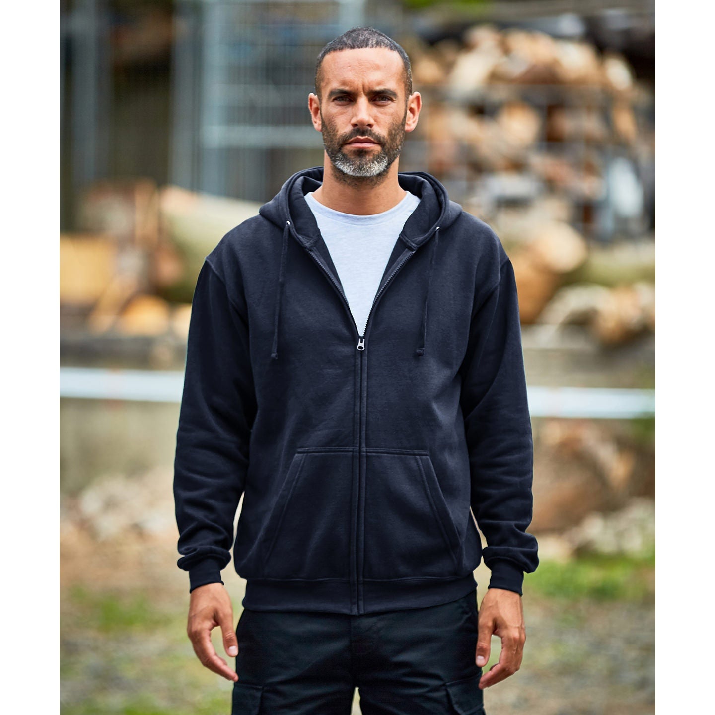 Prortx Pro Zip Hoodie Durable Polycotton Fleece Fully Lined Hood Workwear S-4XL