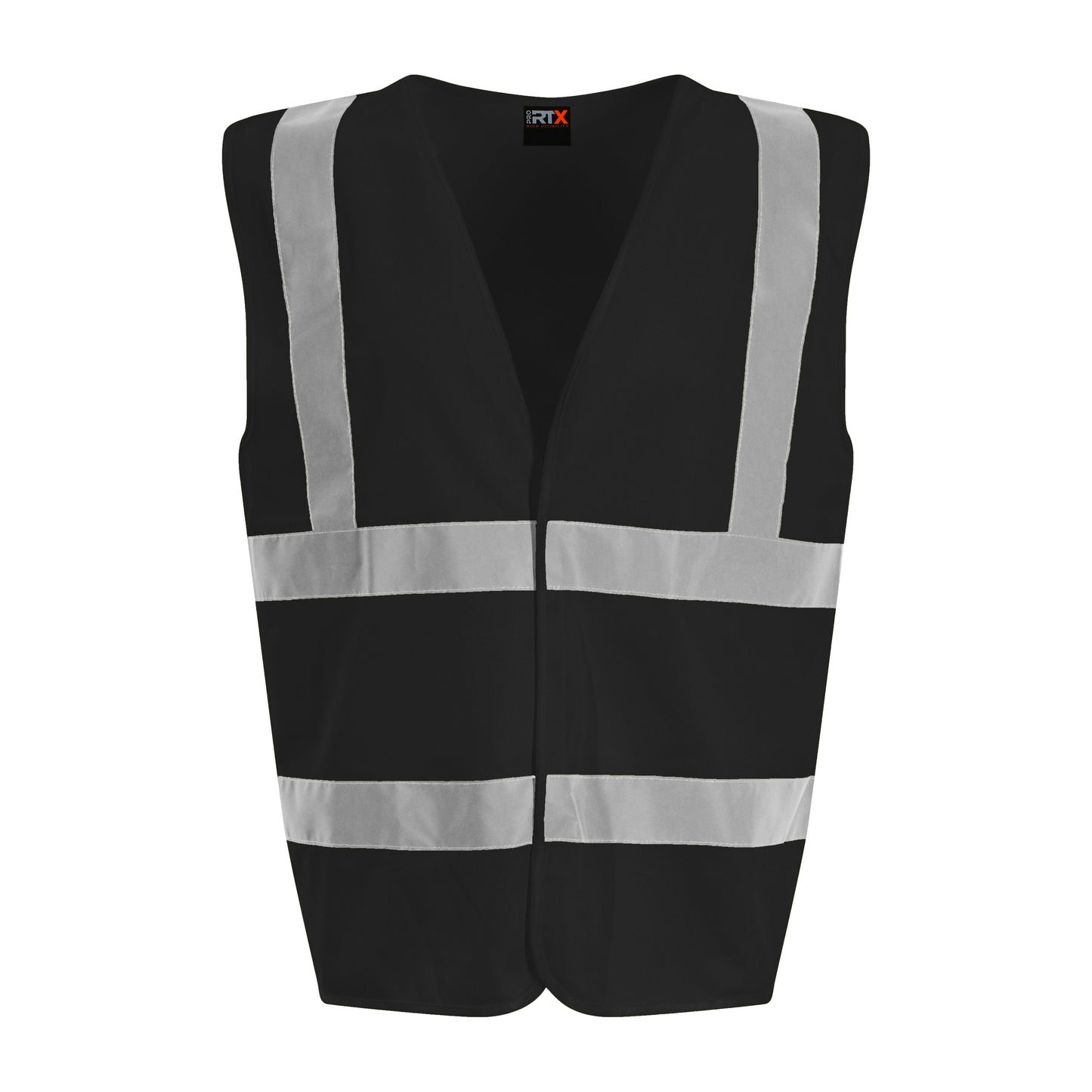 Prortx High Visibility Waistcoat Black Reflective Workwear EN ISO 20471