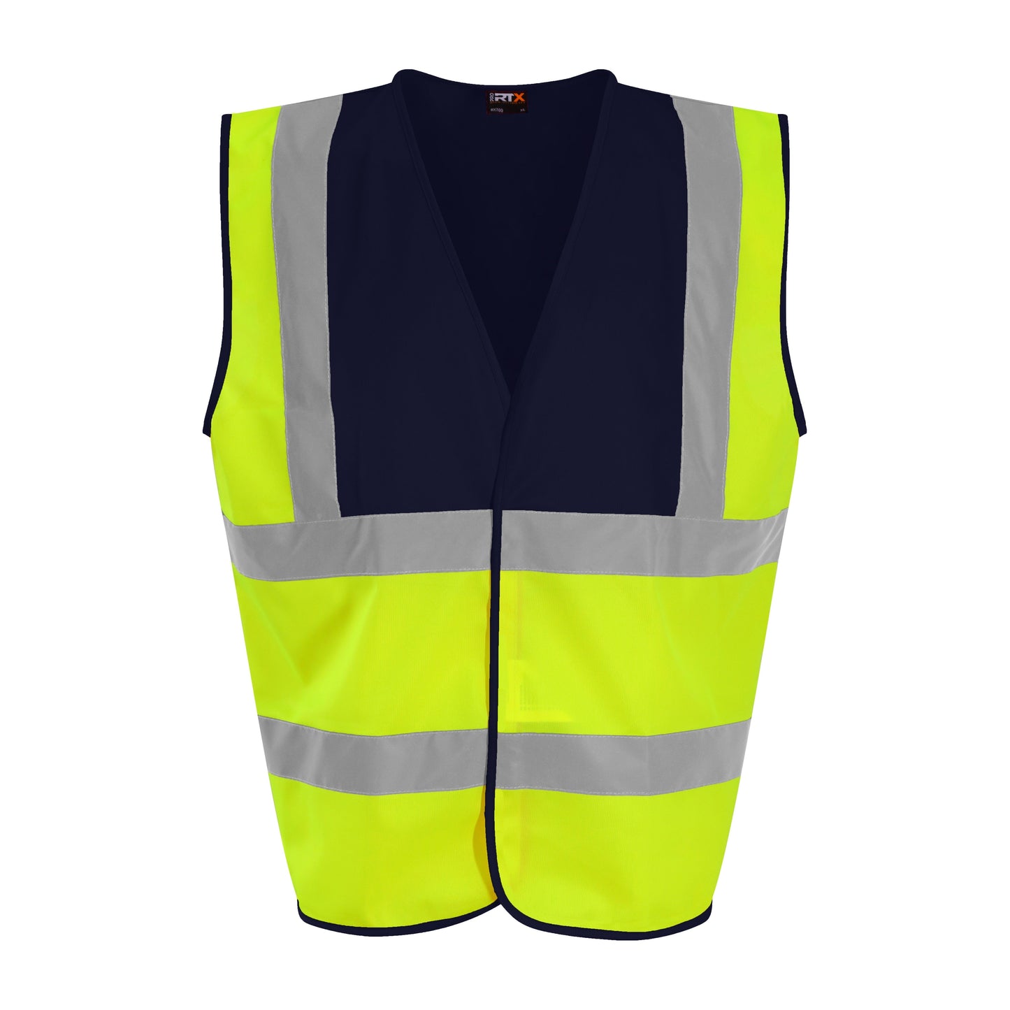 Prortx High Visibility Waistcoat HV Yellow/Navy Reflective Workwear S-6XL