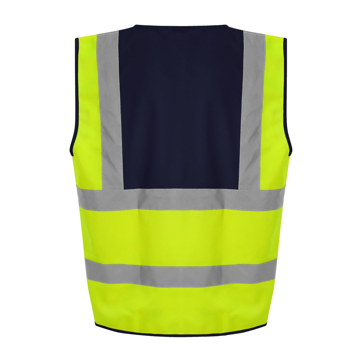 Prortx High Visibility Waistcoat HV Yellow/Navy Reflective Workwear S-6XL