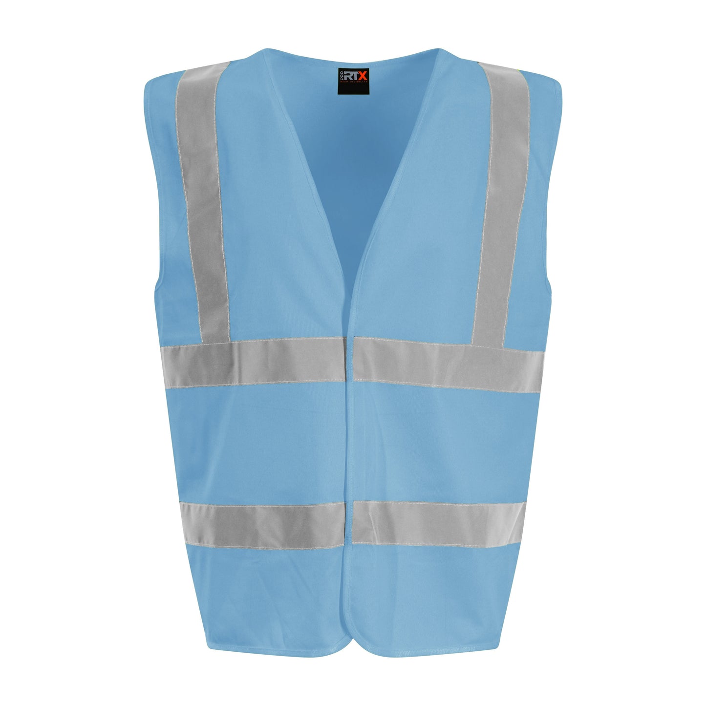 Prortx High Visibility Waistcoat Sky Blue Reflective Workwear EN ISO 20471