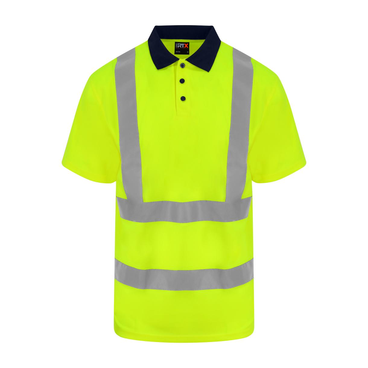 Prortx High Visibility Polo Shirt EN ISO 20471 Reflective Tape Lightweight