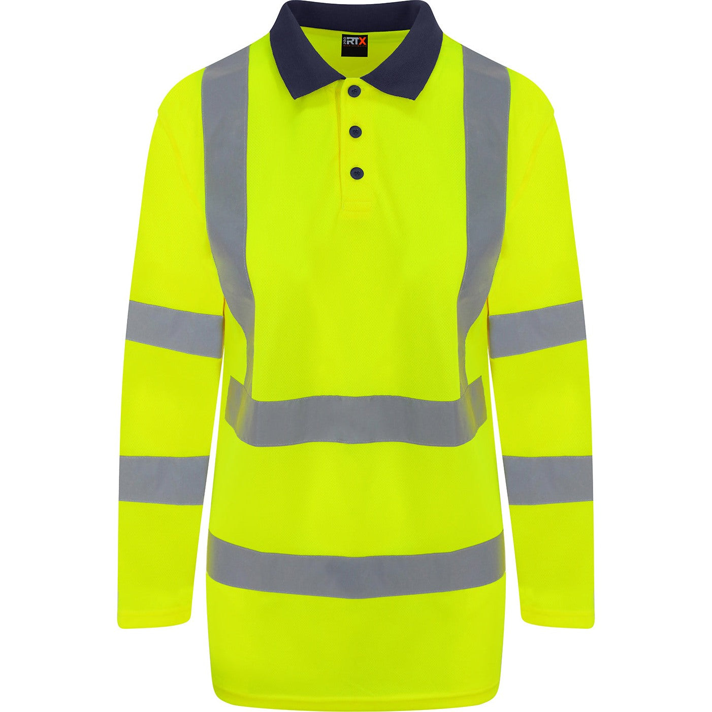 Prortx High Visibility Long Sleeve Polo Shirt Class 3 EN ISO 20471 Safety Wear