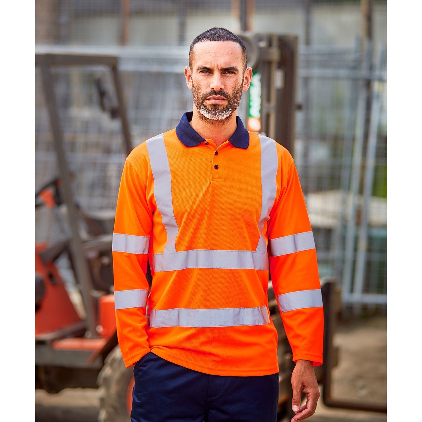 Prortx High Visibility Long Sleeve Polo Shirt Class 3 EN ISO 20471 Safety Wear