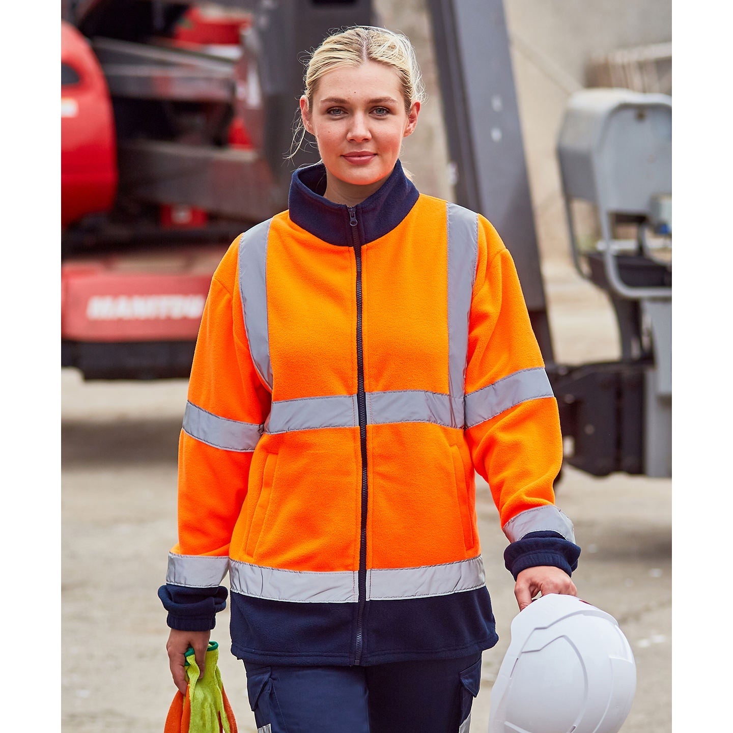 Prortx High Visibility Full-Zip Fleece Jacket Class 3 Reflective Workwear