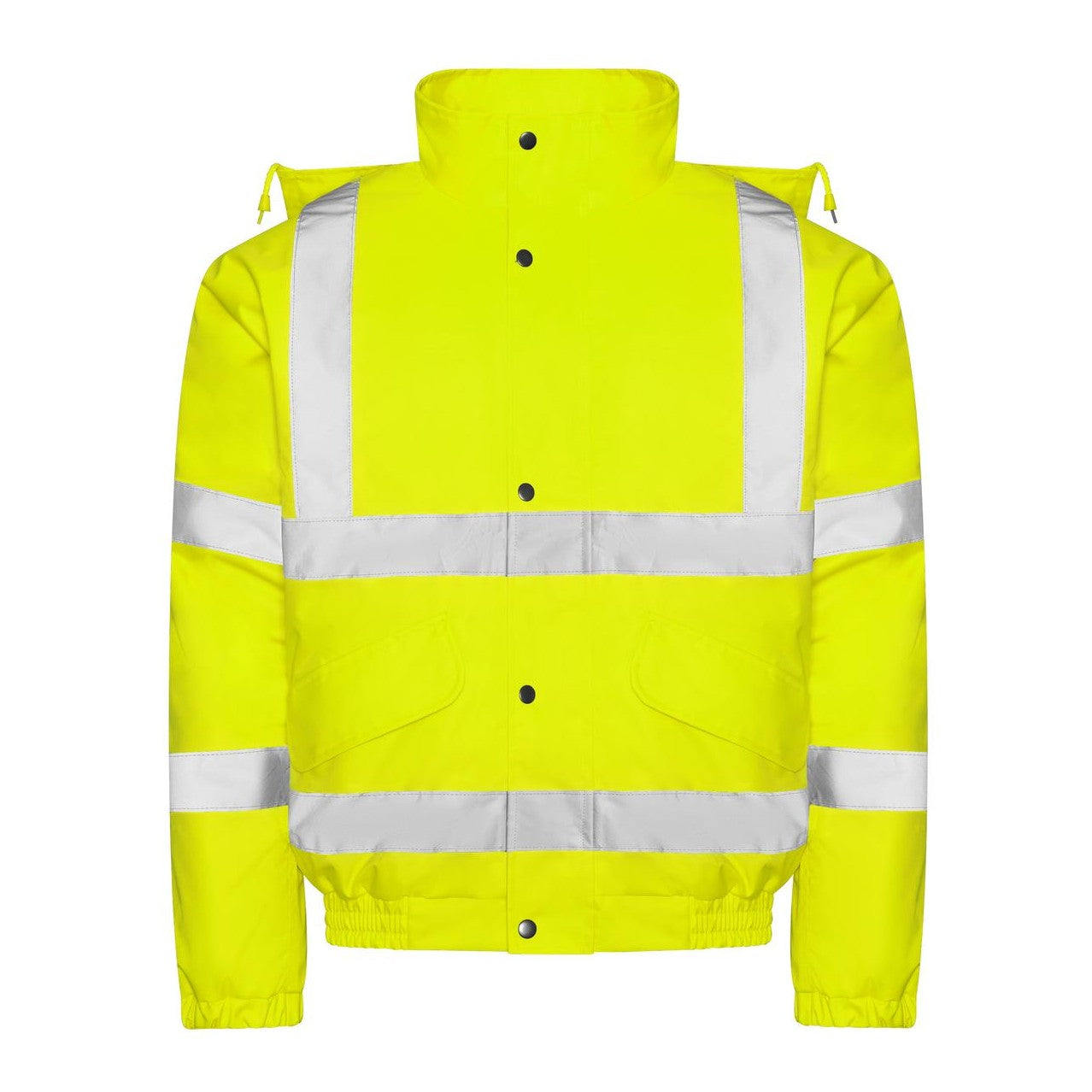 Prortx High Visibility Bomber Jacket Waterproof with Foldaway Hood and Pockets