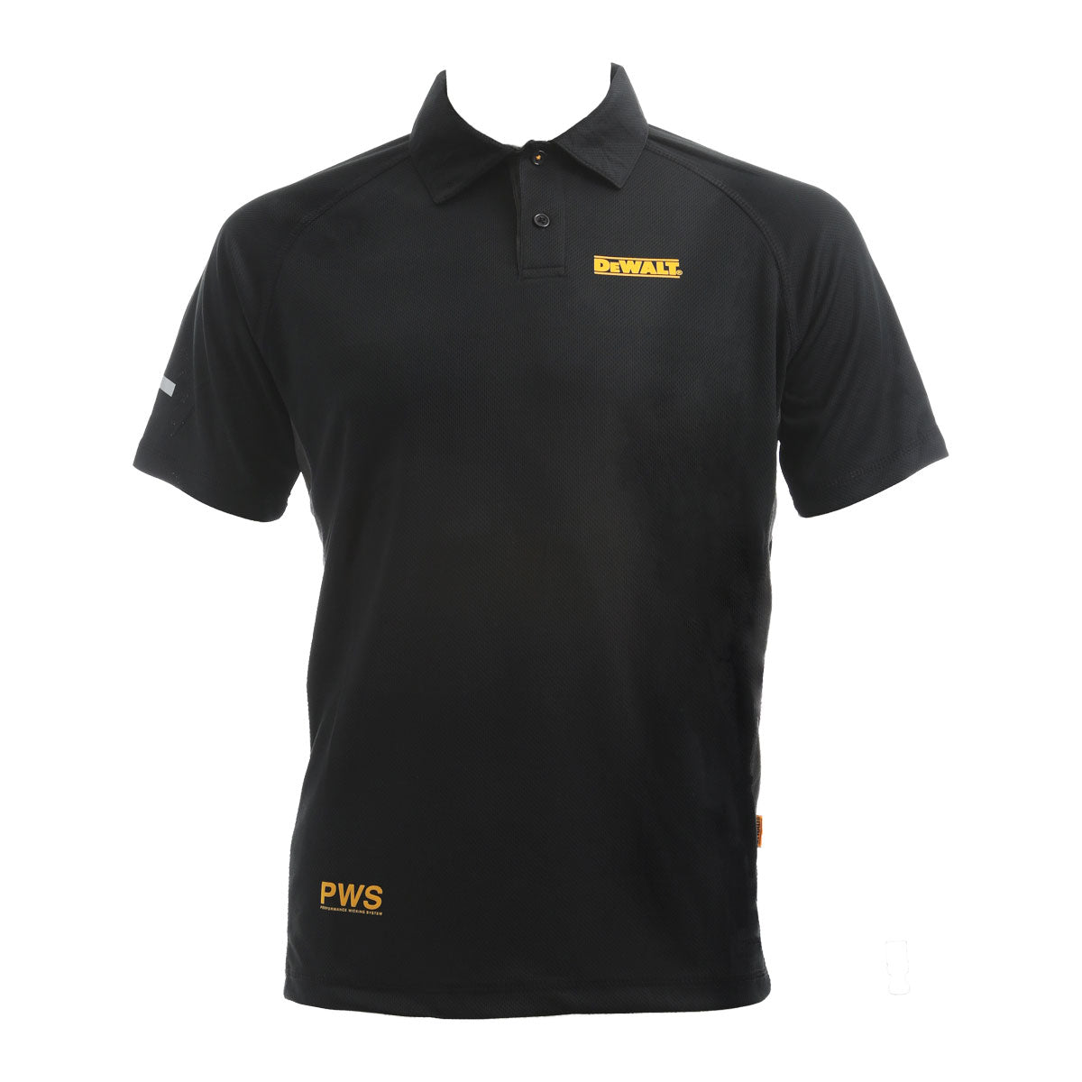 DeWalt Moisture Wicking Polo Shirt Black Grey Reflective Detail Size Options