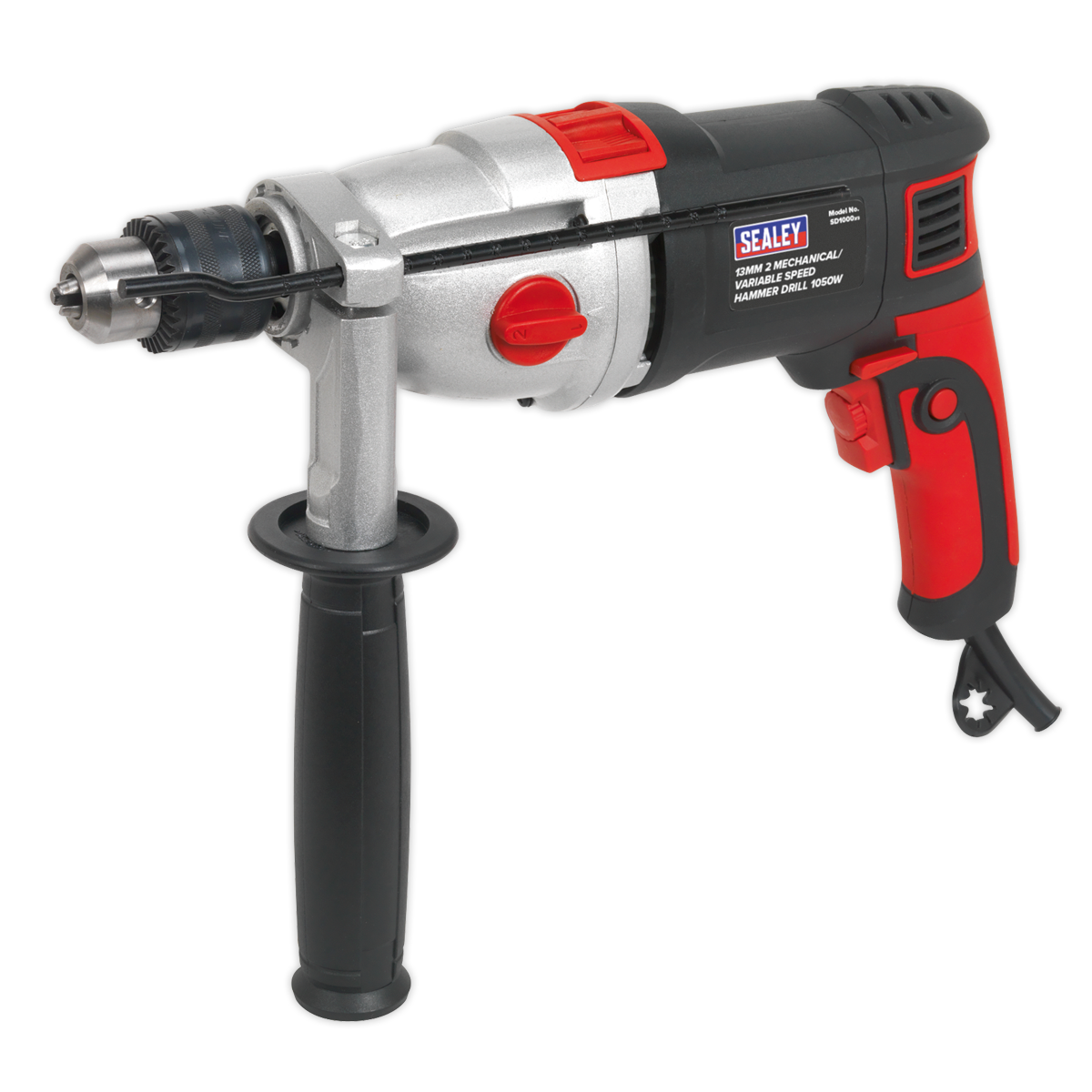 Sealey 1050W Hammer Drill 13mm Variable Speed 2-Speed Mechanical Gearbox