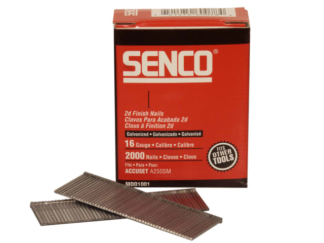 Senco 16G x 45mm Galvanised Straight Brad Nails Pack of 2000 for Furniture