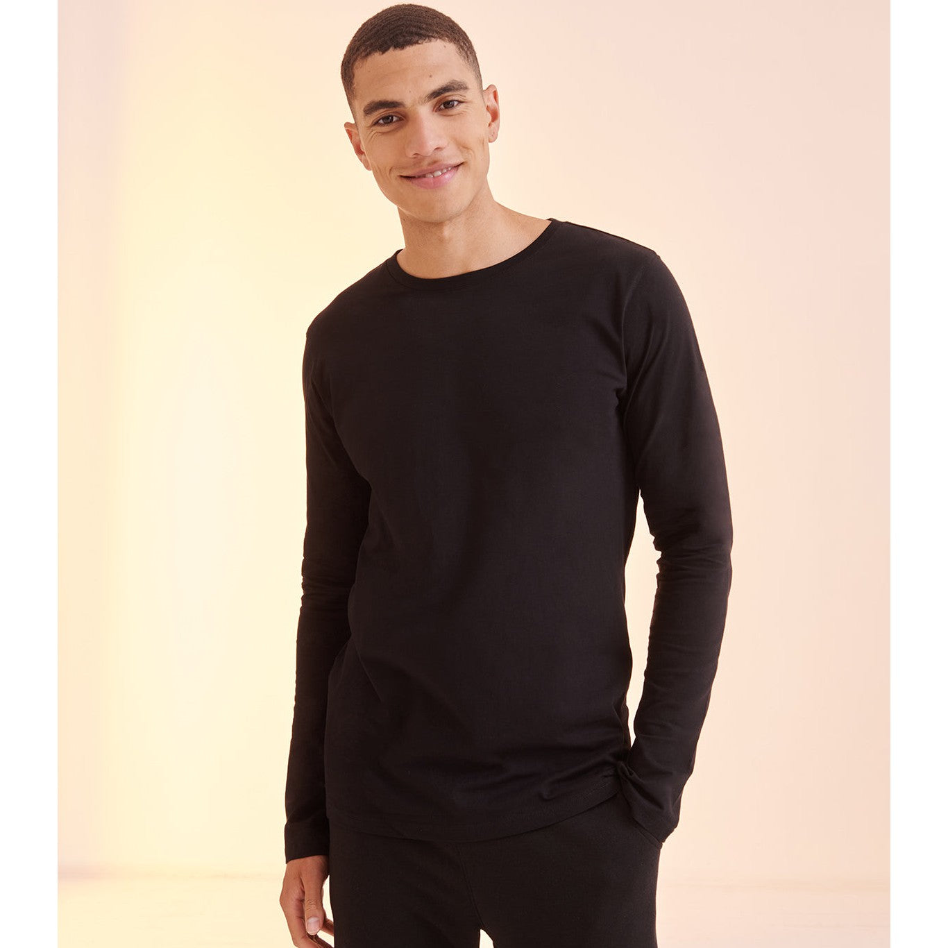 SF Feel Good Long Sleeve Stretch T-Shirt Ribbed Neck Soft Fabric Modern Fit