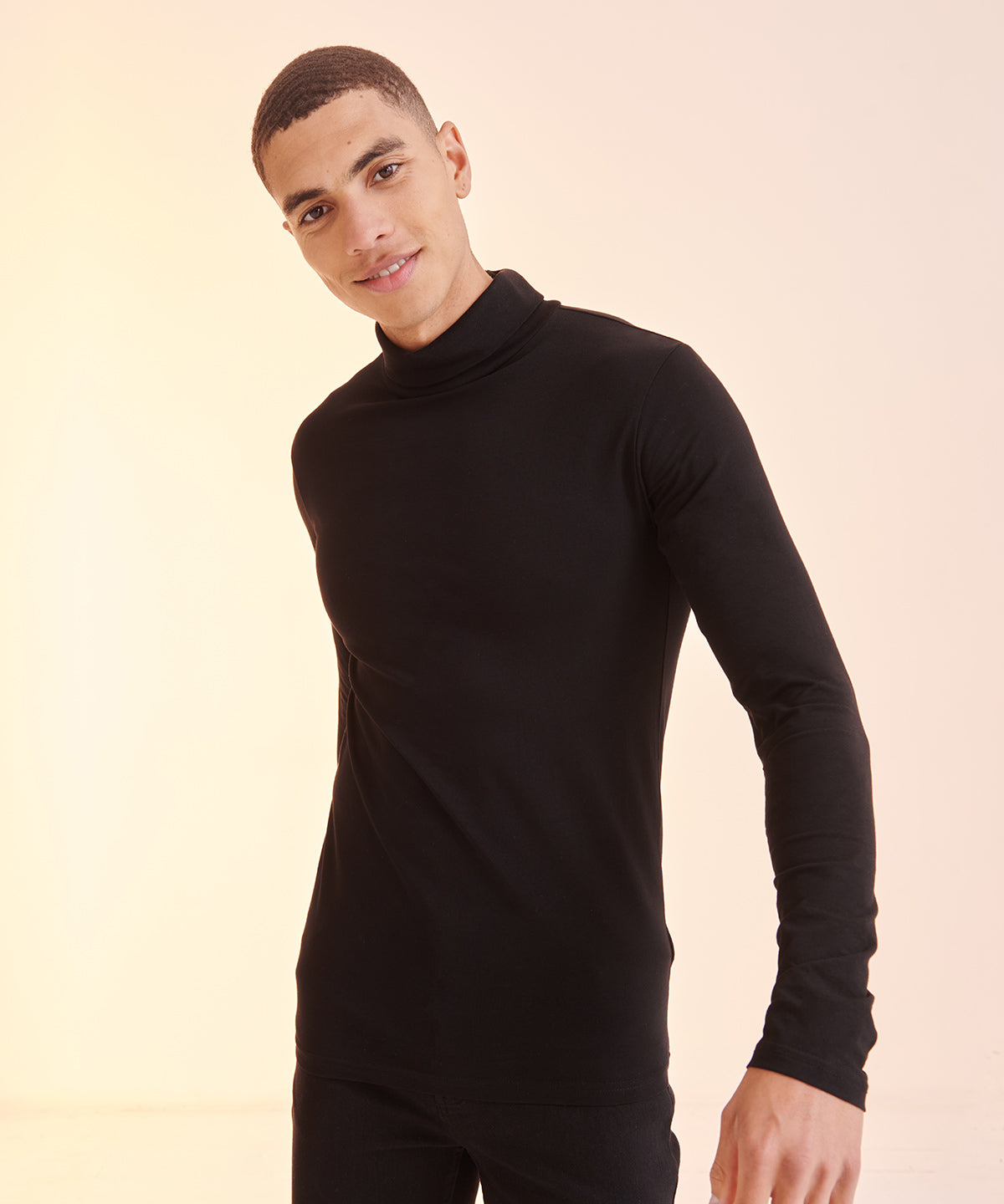 SF Feel Good Black Roll Neck Top Long Sleeve Slim Fit Soft Stretch Fabric