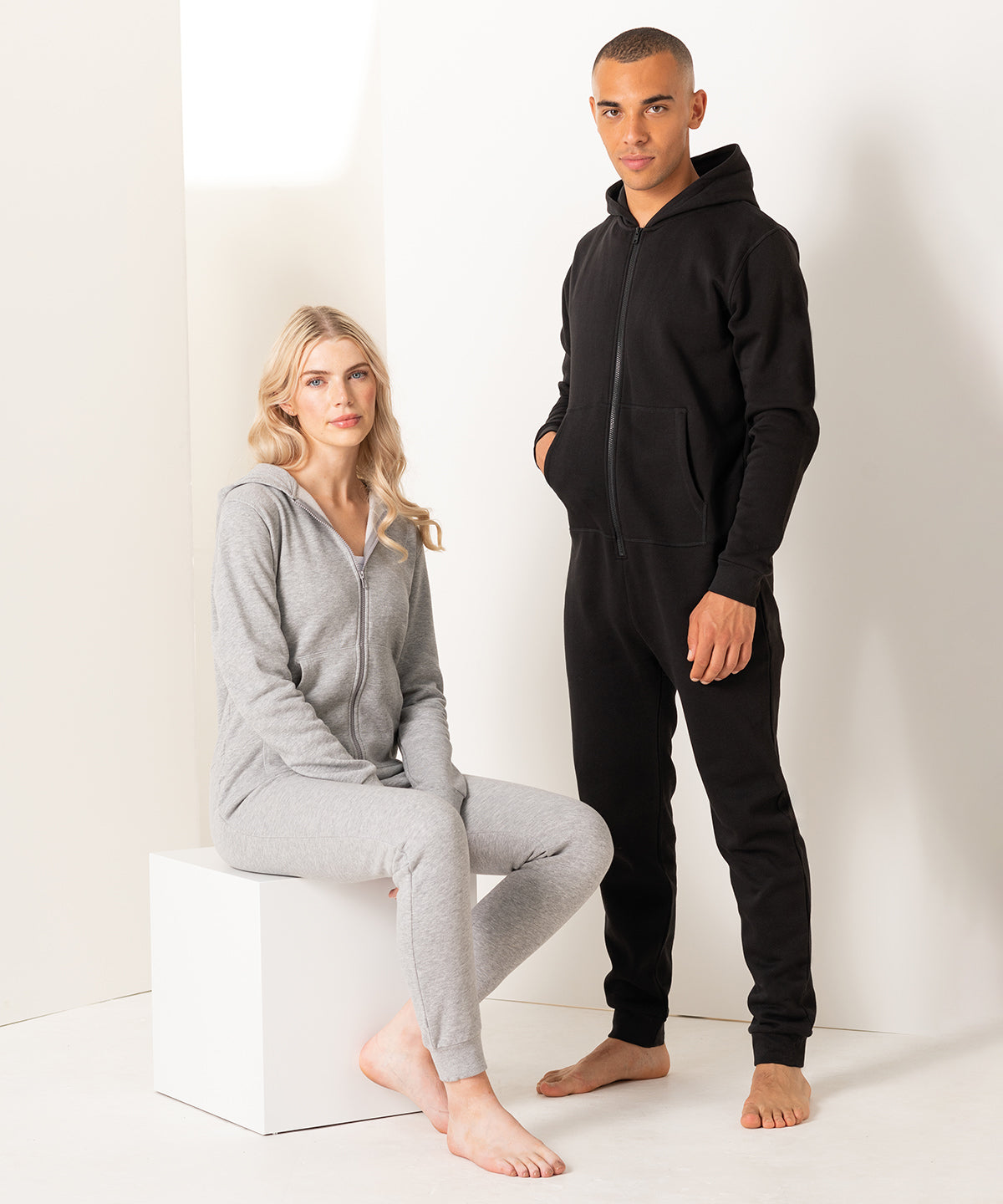 Sf Unisex Slim Fit All-In-One Loungewear with Zipper Front and Hood