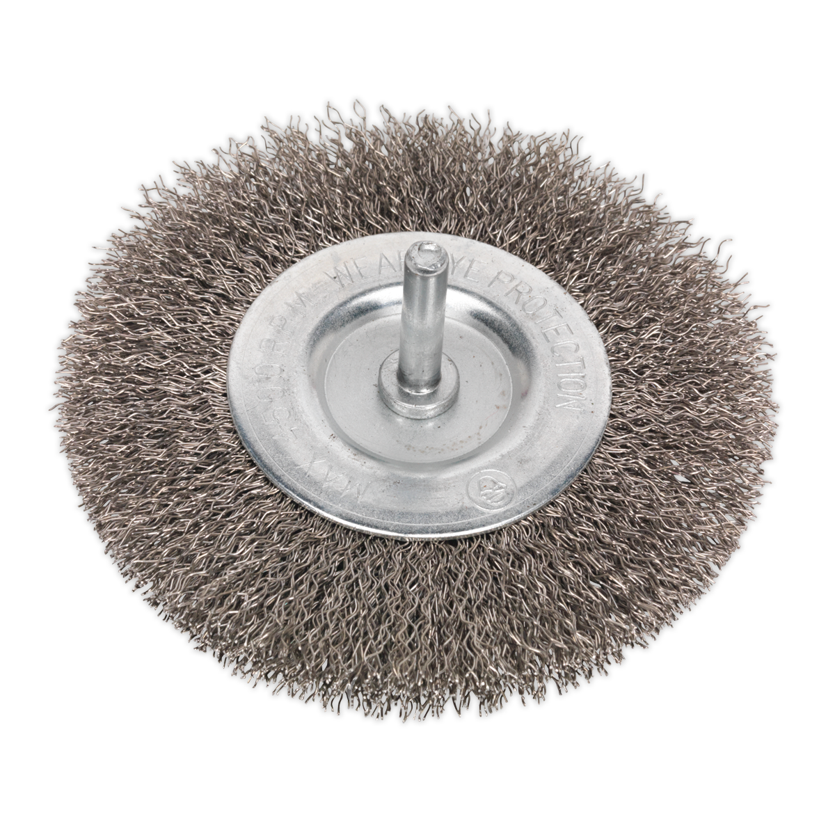 Sealey Flat Wire Brush 100mm Stainless Steel Crimped Filaments 6mm Shaft