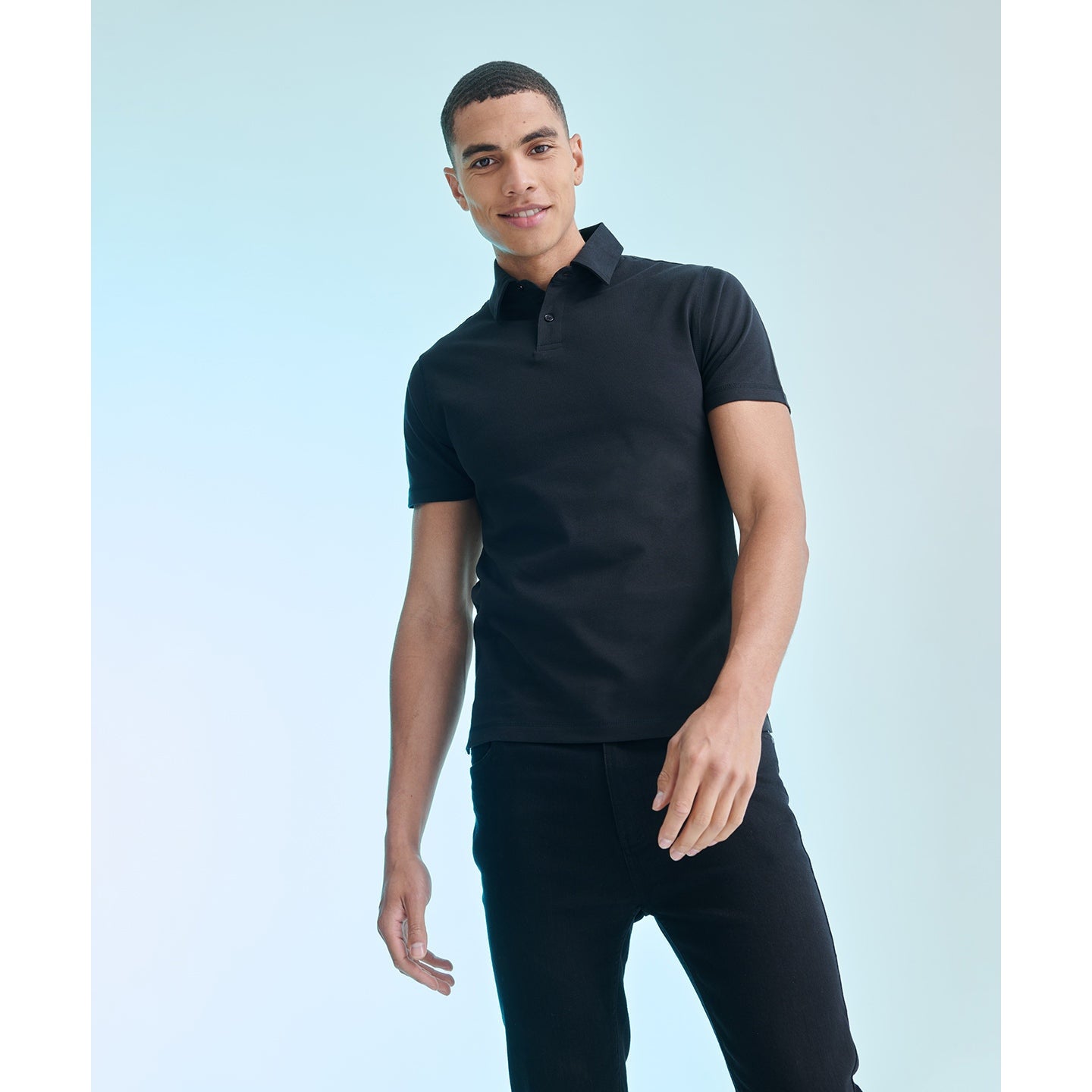 Sf Short Sleeve Stretch Polo Slim Fit 2-Button Placket Micro Pique Fabric