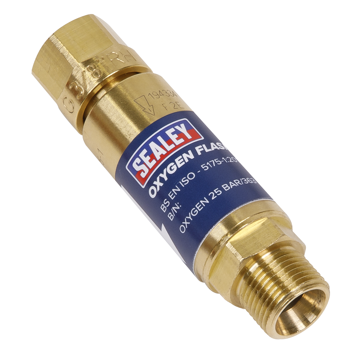 Sealey Flash Back Arrestor for Oxygen Gas Supply with Thermal Cut Off Safety