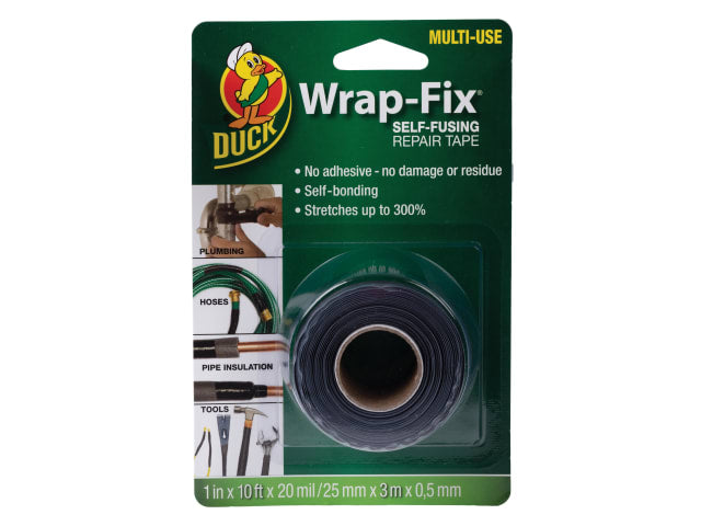 Shurtape Duck Tape Wrap-Fix Self-Fusing Repair Tape 25mm x 3m Black Waterproof