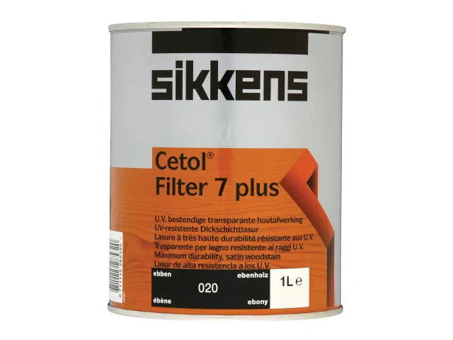 Sikkens Cetol Filter 7 Plus Ebony Translucent Woodstain 1 Litre Satin Finish