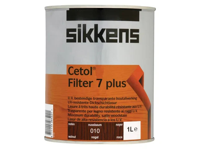 Sikkens Cetol Filter 7 Plus Walnut 1L Translucent Satin Woodstain for Exterior