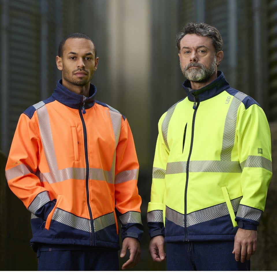Leo Workwear EcoViz Softshell Jacket BOWDEN Water Resistant Windproof S-6XL
