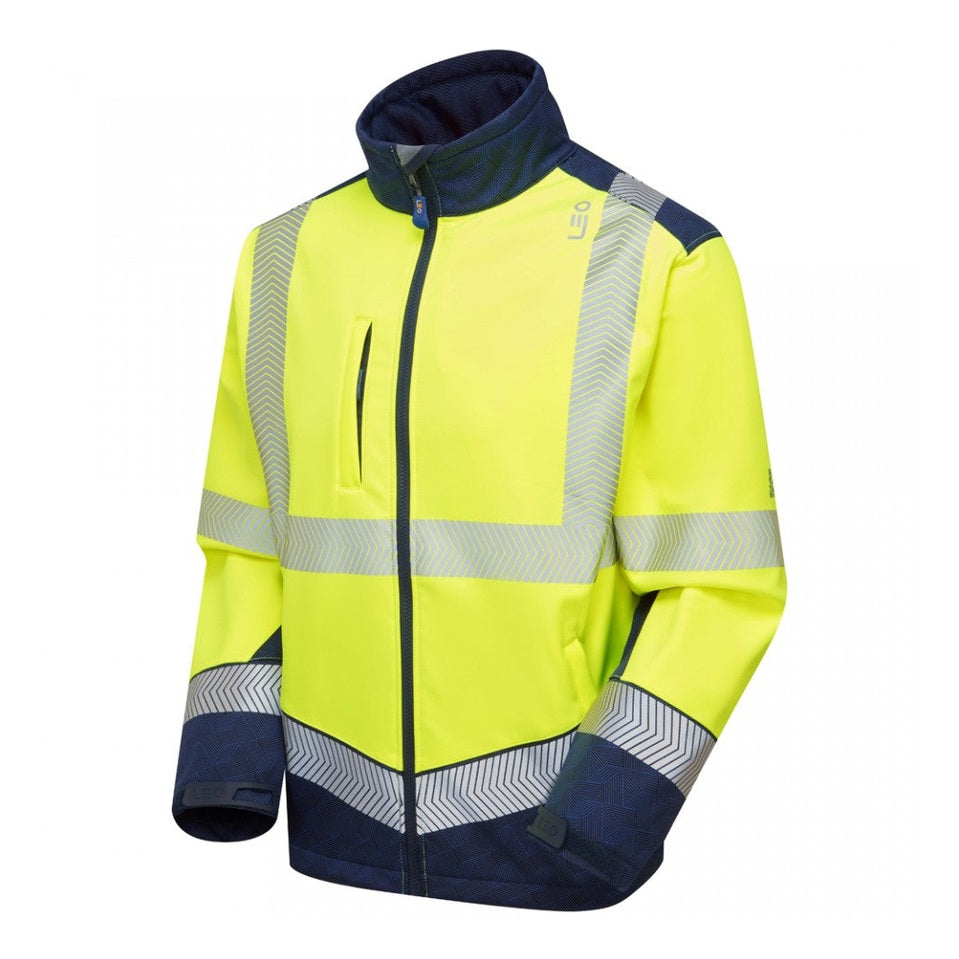 Leo Workwear EcoViz Softshell Jacket BOWDEN Water Resistant Windproof S-6XL