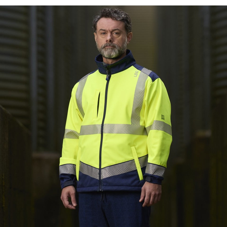 Leo Workwear EcoViz Softshell Jacket BOWDEN Water Resistant Windproof S-6XL