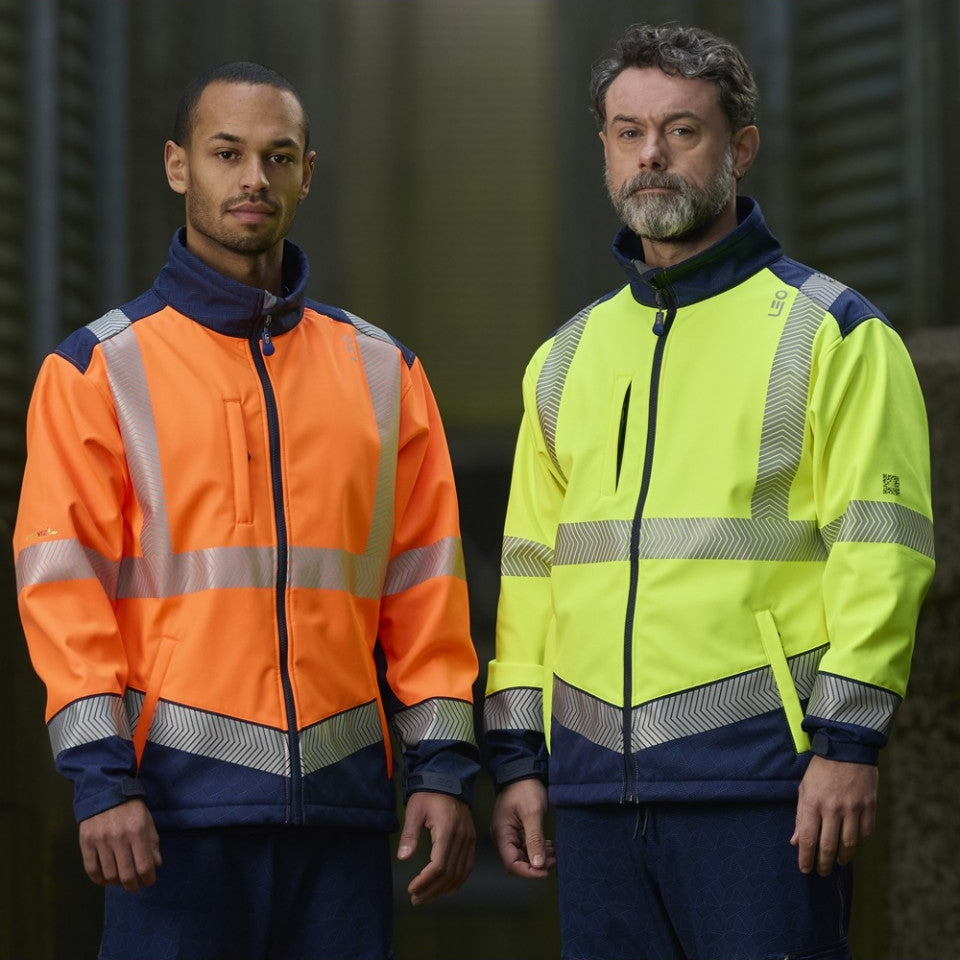 Leo Workwear EcoViz Softshell Jacket BOWDEN Water Resistant Windproof S-6XL