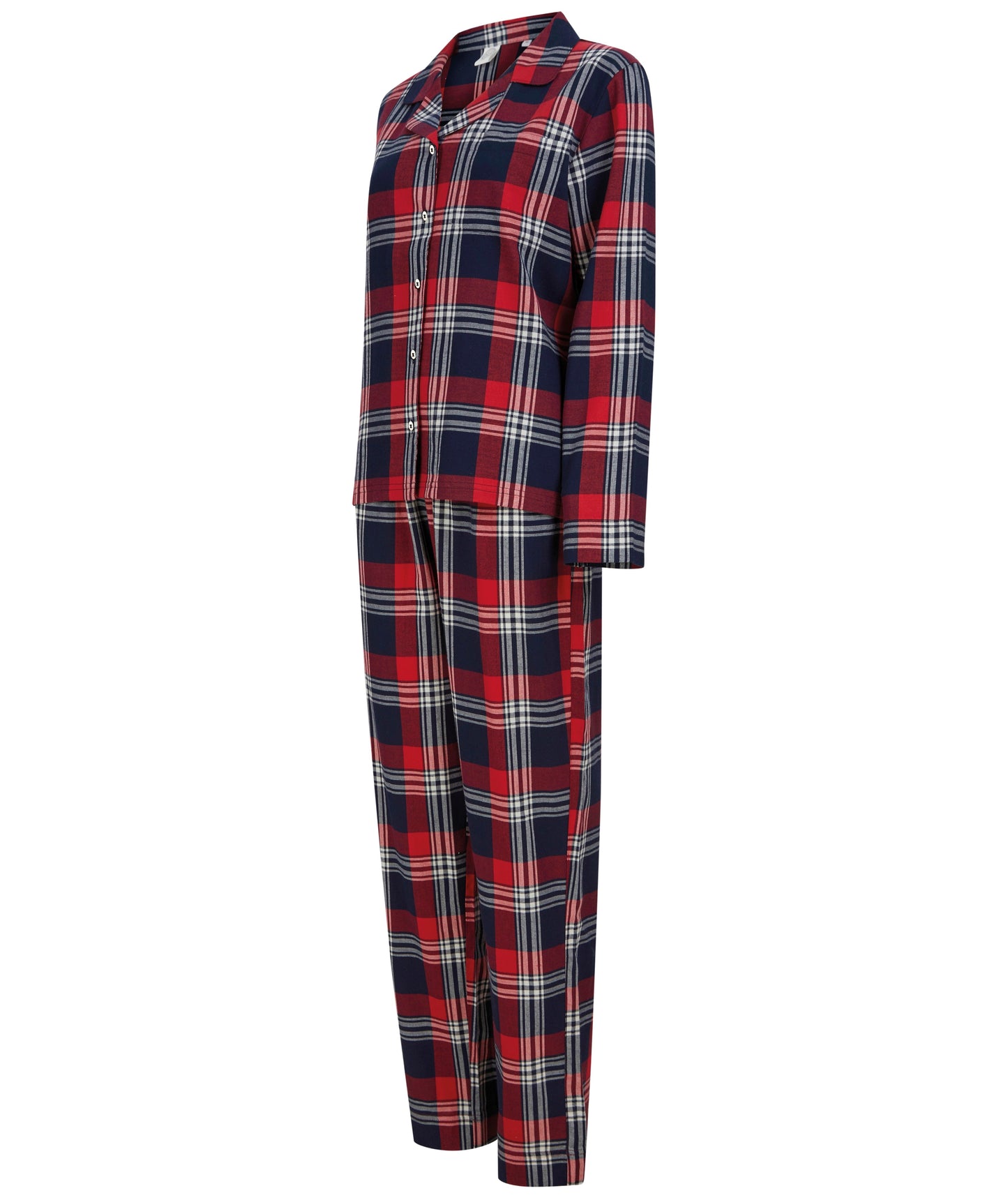 SF Women's Tartan Lounge Set Cotton Flannel Two-Piece Pyjama Collar XS-2XL