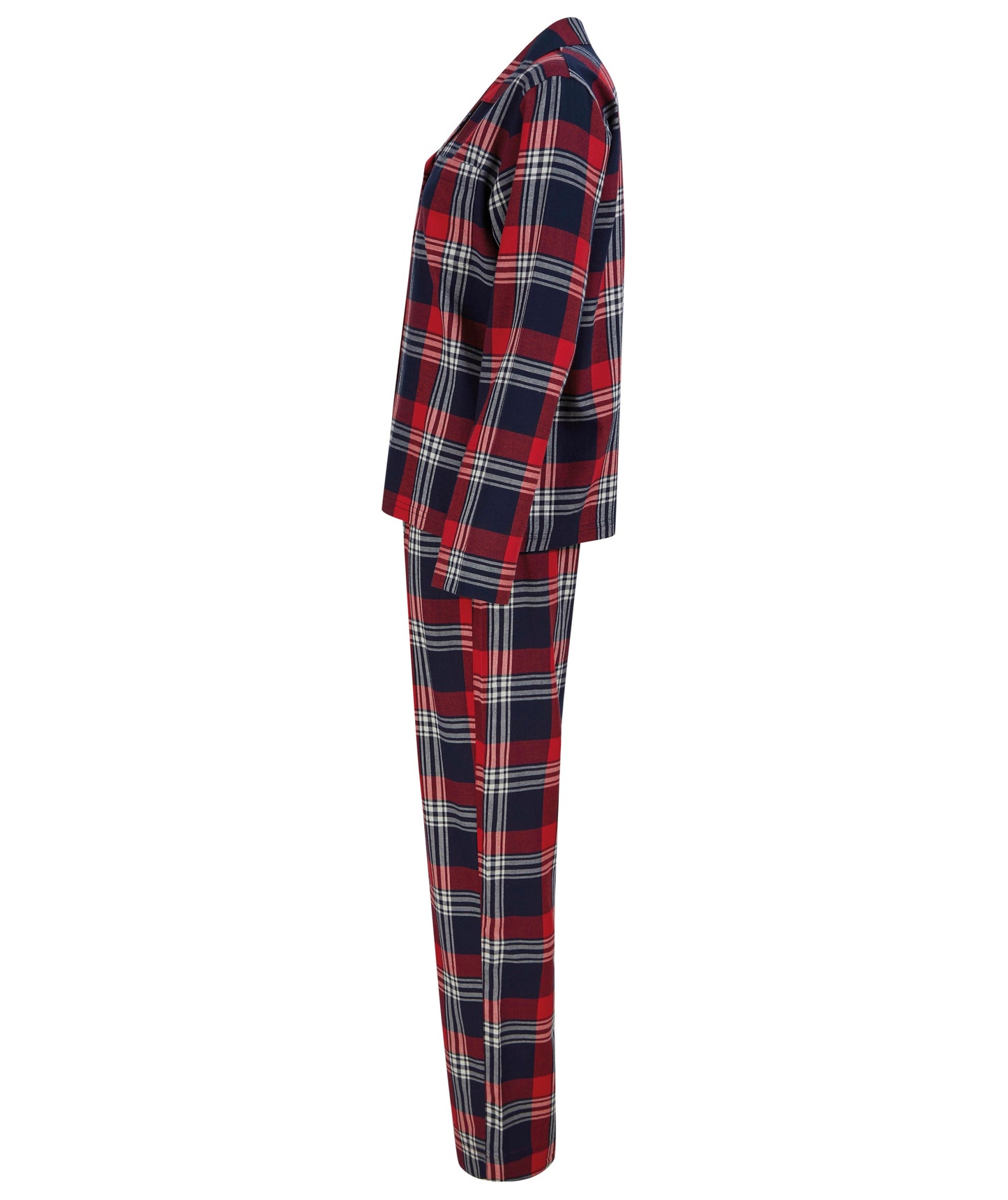 SF Women's Tartan Lounge Set Cotton Flannel Two-Piece Pyjama Collar XS-2XL