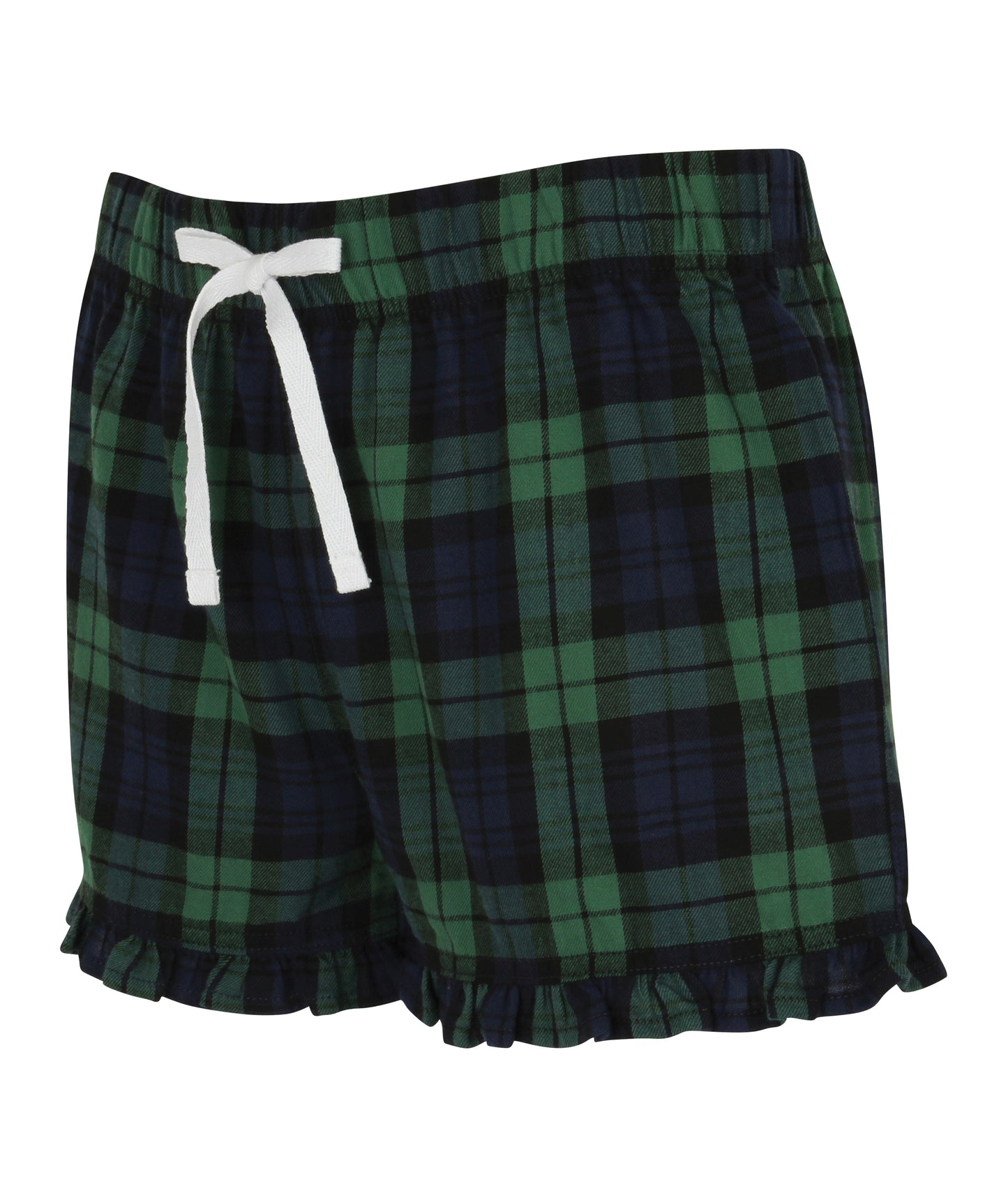 SF Women's Tartan Frill Hem Shorts Elasticated Waist Loungewear Size XXS-XL