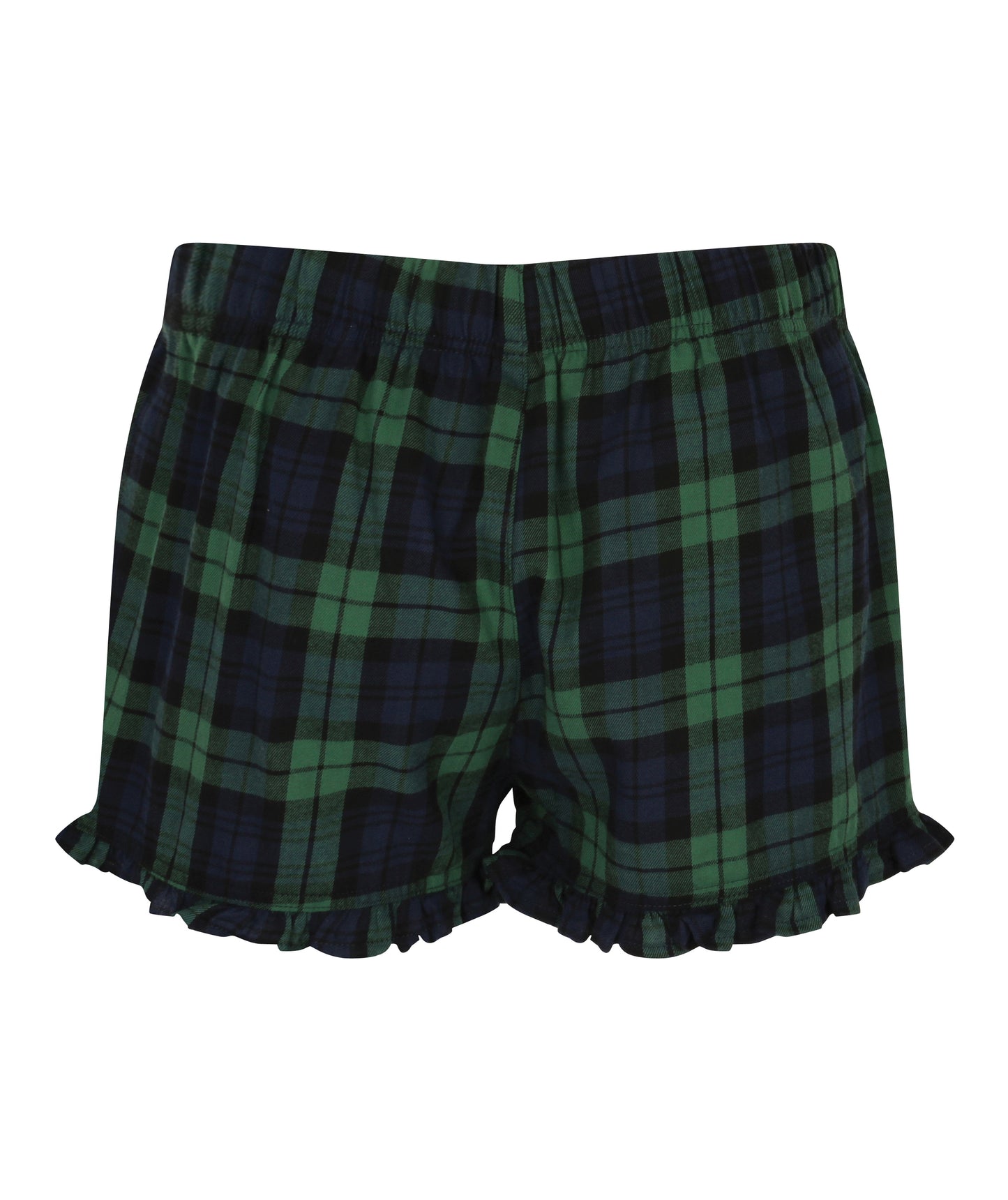 SF Women's Tartan Frill Hem Shorts Elasticated Waist Loungewear Size XXS-XL