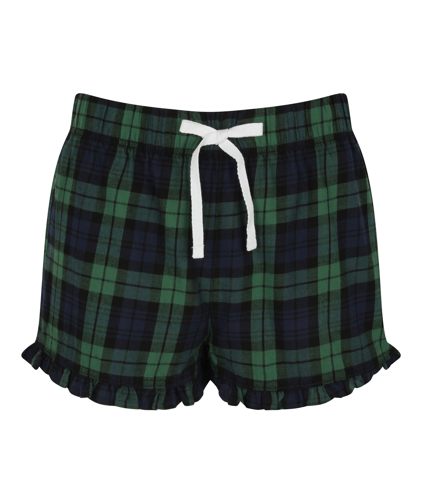 SF Women's Tartan Frill Hem Shorts Elasticated Waist Loungewear Size XXS-XL