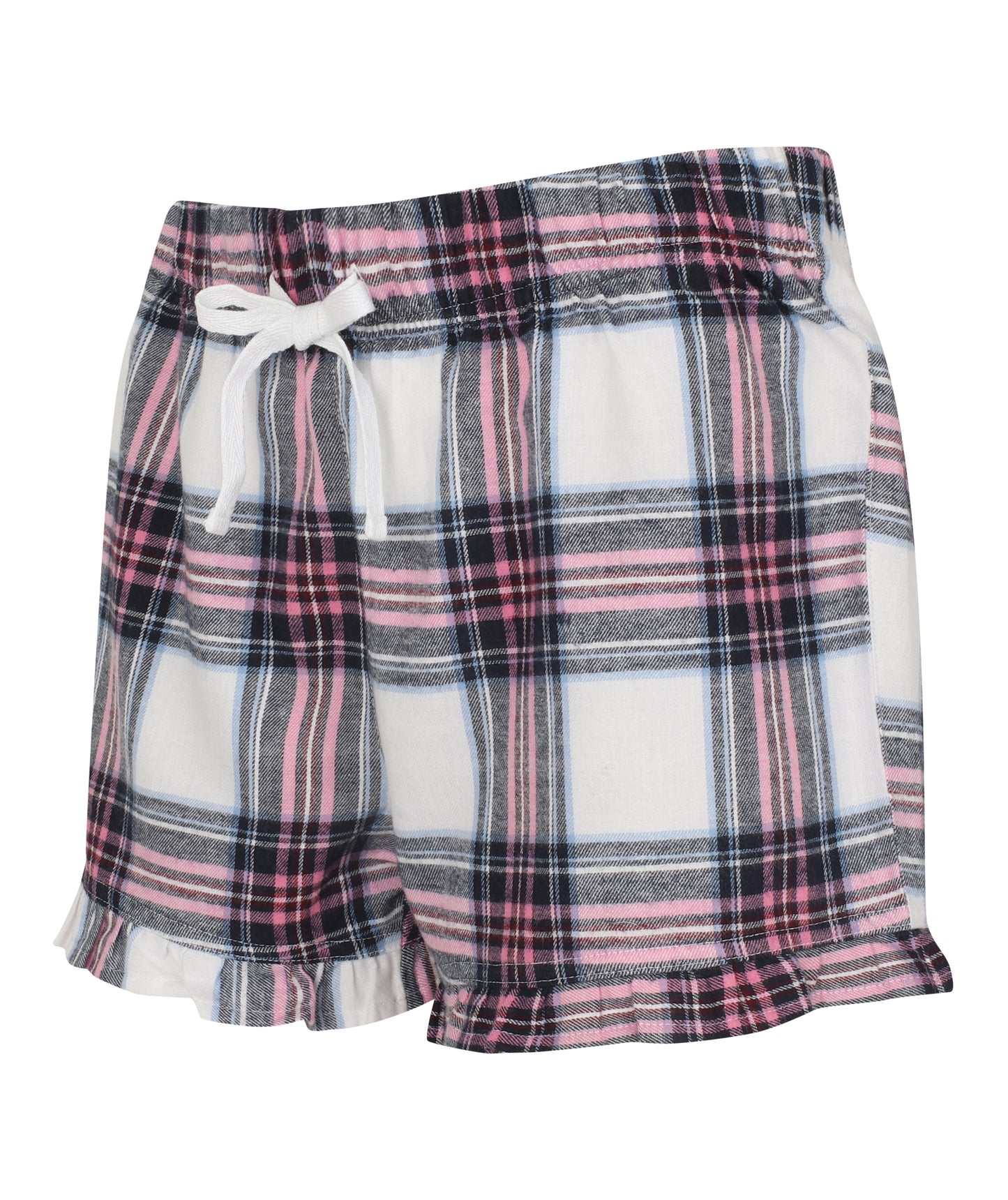 SF Women's Tartan Frill Hem Shorts Elasticated Waist Loungewear Size XXS-XL