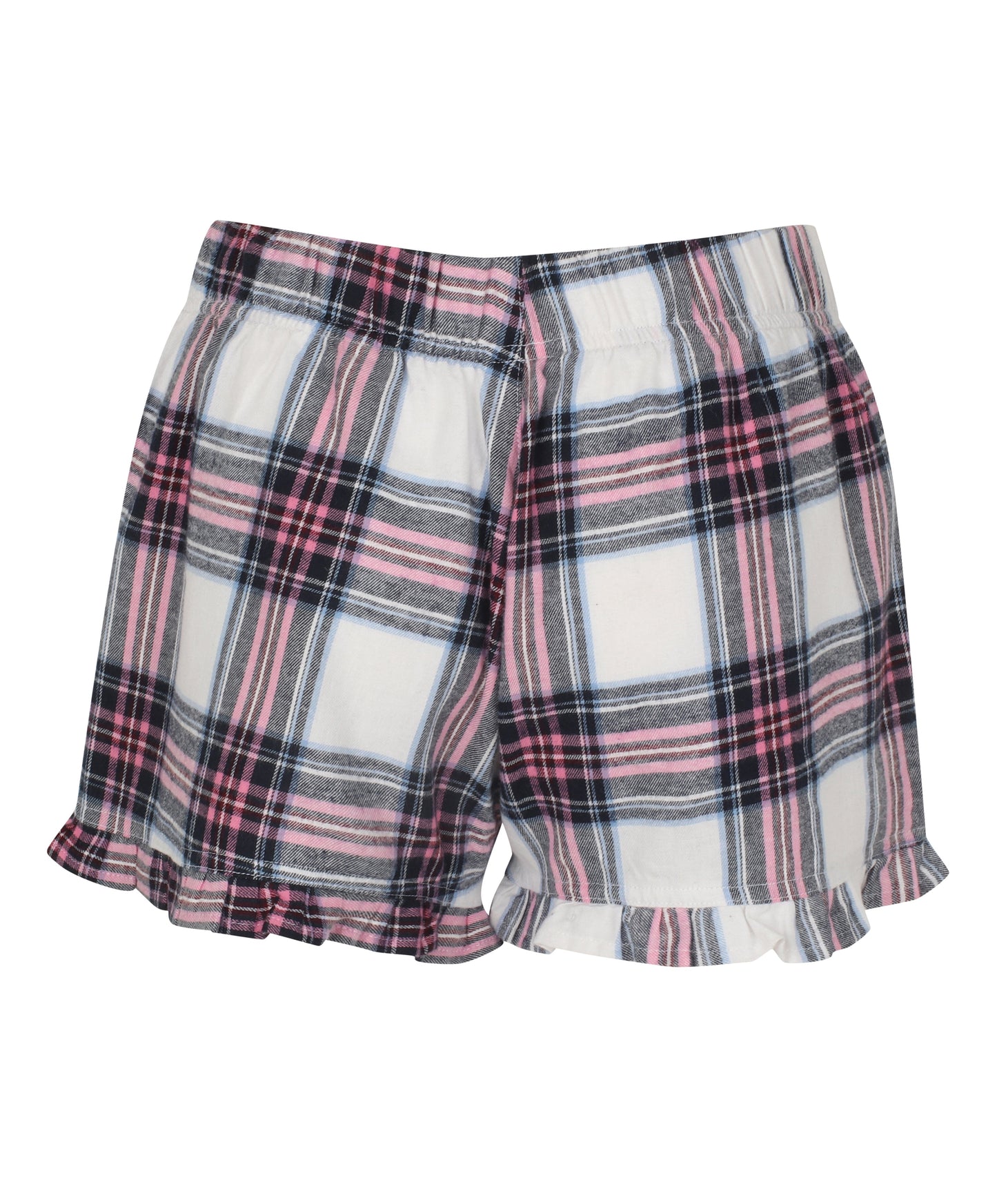 SF Women's Tartan Frill Hem Shorts Elasticated Waist Loungewear Size XXS-XL