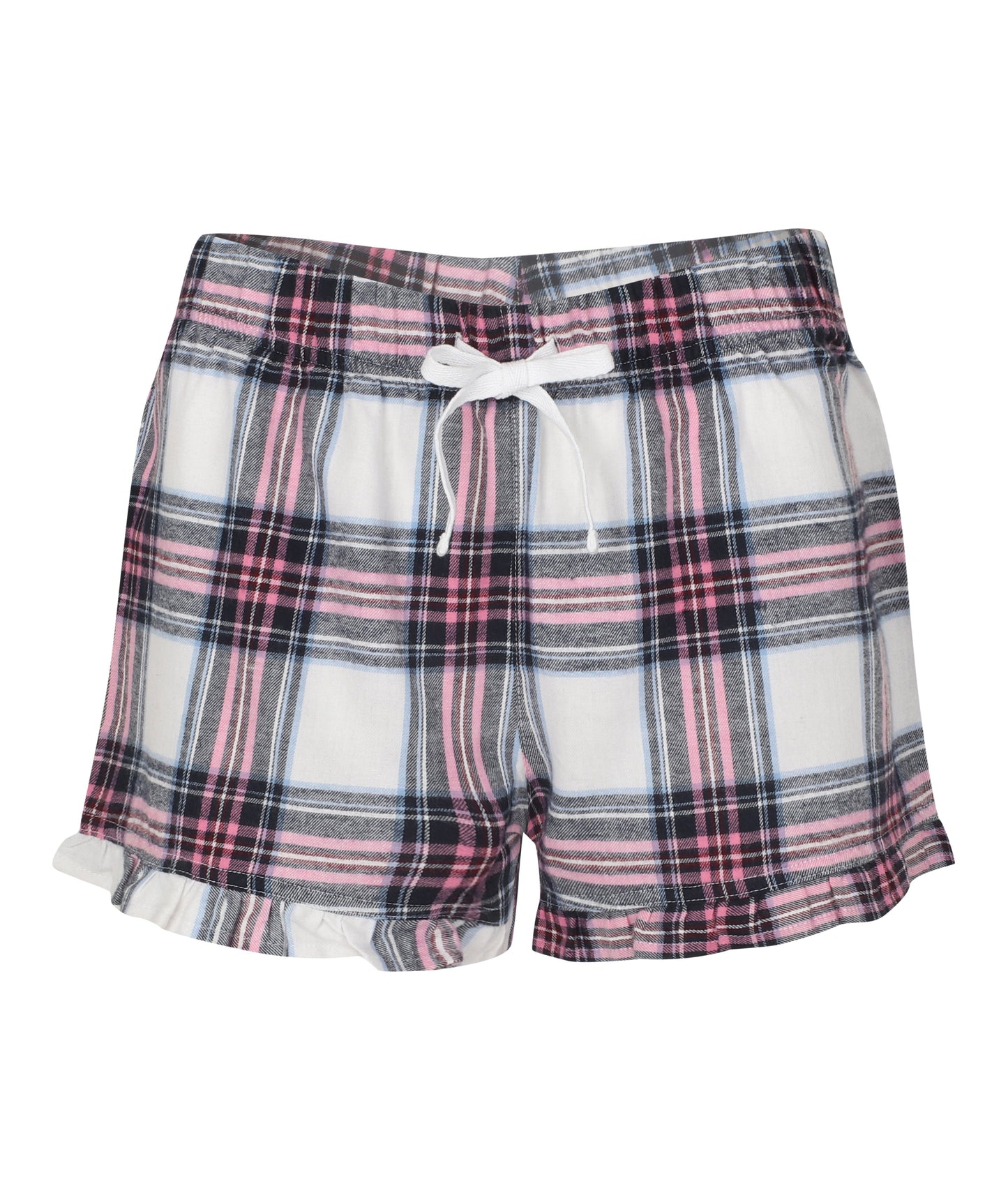 SF Women's Tartan Frill Hem Shorts Elasticated Waist Loungewear Size XXS-XL