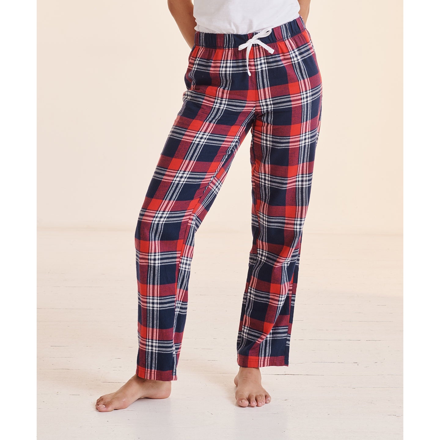 SF Women's Tartan Lounge Pants Elasticated Waist 100% Cotton Flannel