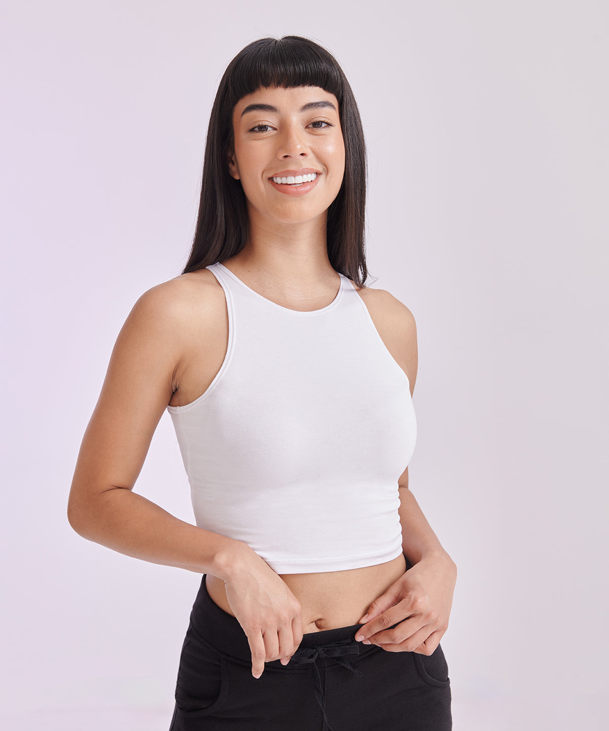 Sf Women's Sleeveless Cropped Top Fitted Neckline Vegan Certified Fashion