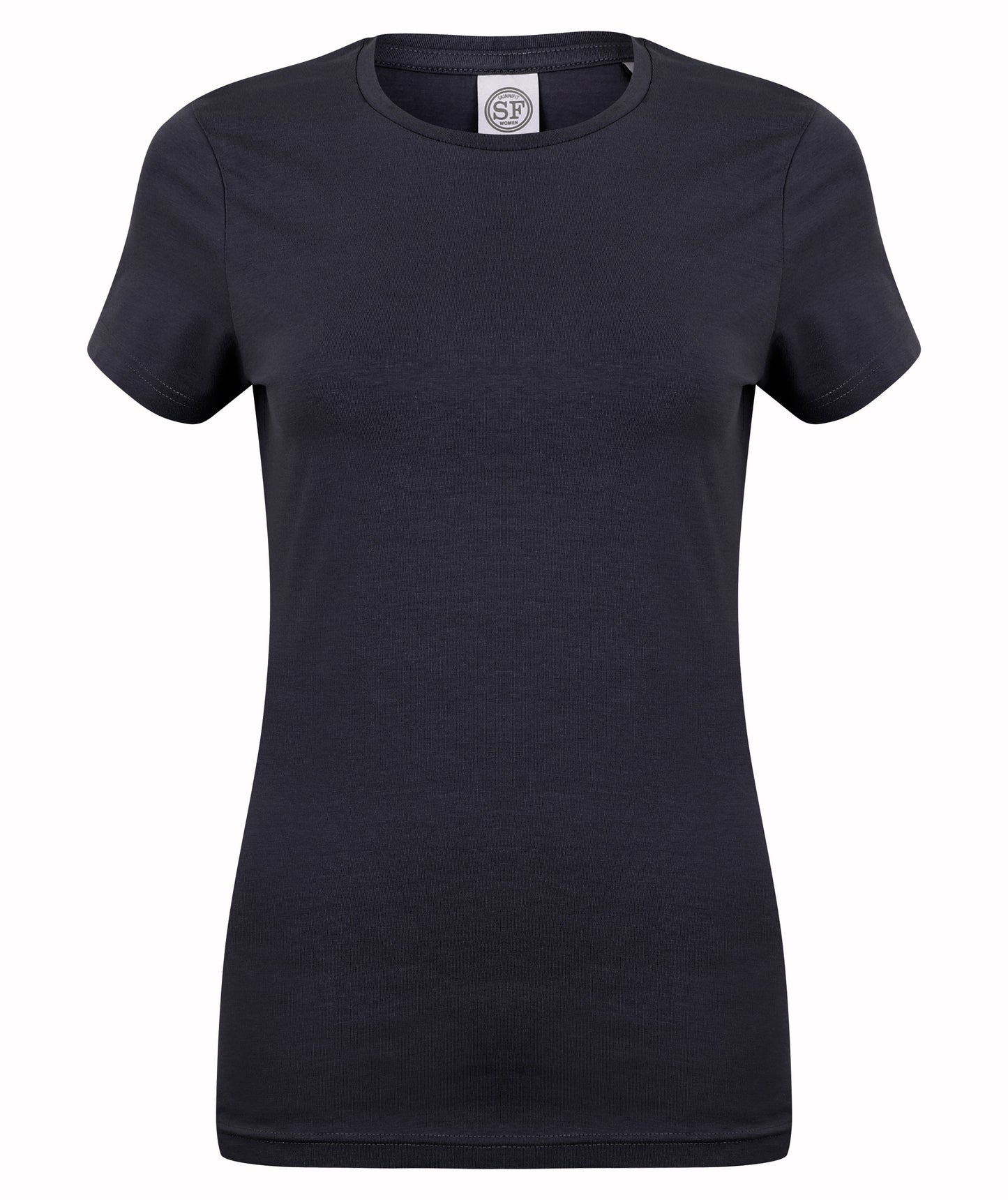 SF Feel Good Women's Stretch T-Shirt Navy Longline Fit Soft Cotton Blend