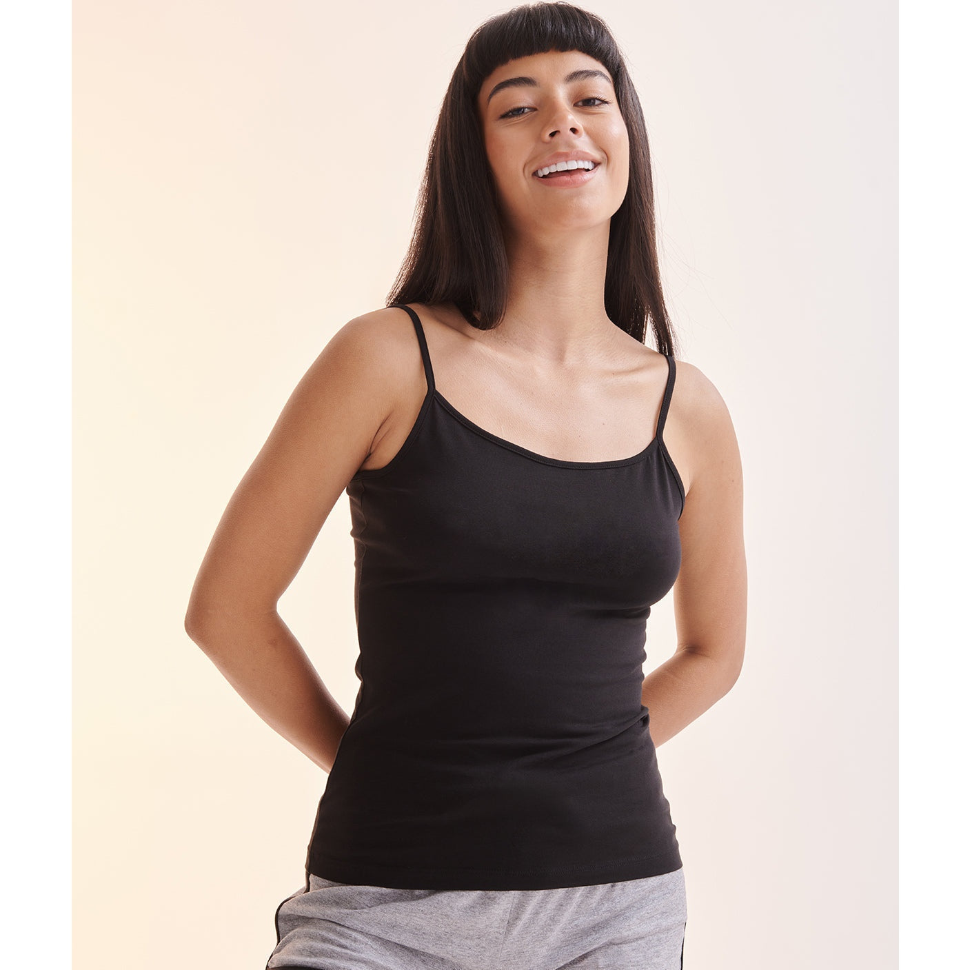 SF Women's Stretch Spaghetti Vest Adjustable Straps Soft Feel Longline Fit