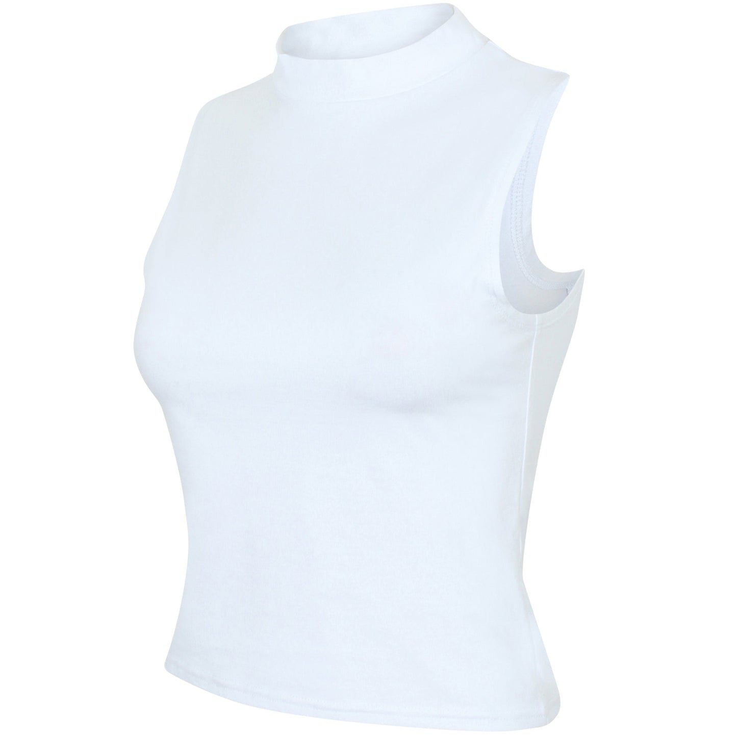 Sf Women's High Neck Crop Vest Soft-Stretch Jersey Fashion Top Vegan Certified